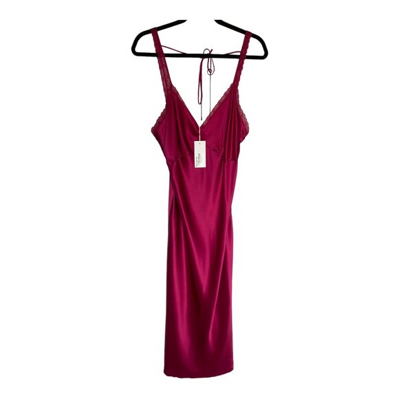 NWT Reformation Meadowlark Silk Slip Pink Dress-sz 12 - Picture 8 of 10